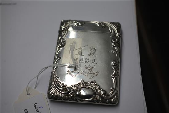 An Edwardian silver card case, 4in.